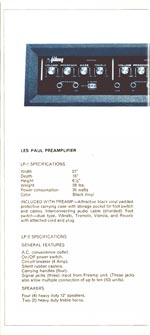 1970 Gibson Les Paul catalog page 10 - Les Paul LP1 amplifier and LP2 cabinet