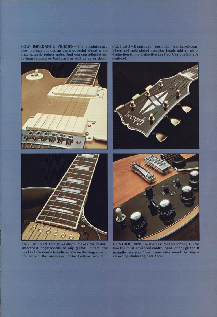 1975 Gibson Les Paul guitar catalog, page 3: Les Paul features
