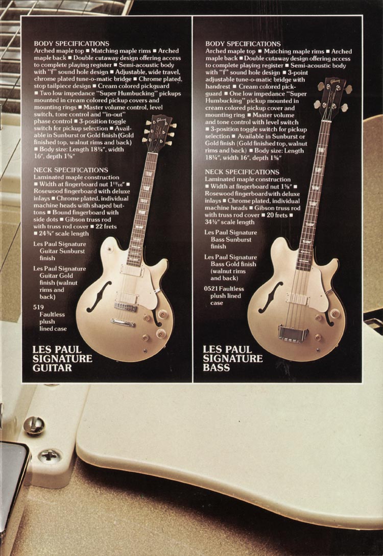 1975 Gibson Les Paul guitar catalog, page 5: Les Paul Signature guitar and bass