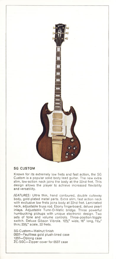 1970 Gibson solid body catalog, page 2: Gibson SG Custom