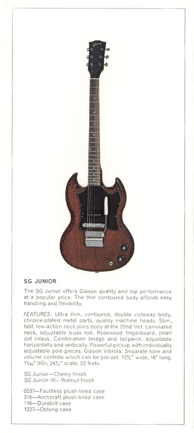 1970 Gibson solid body catalog, page 5: Gibson SG Junior