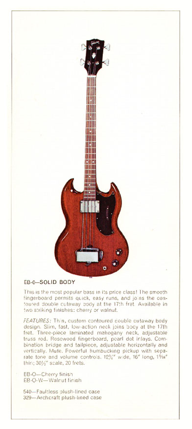 1970 Gibson bass catalog, page 5: Gibson EB-0