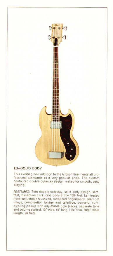 1970 Gibson bass catalog, page 6: Gibson EB bass