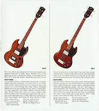 1972 Gibson bass guitar catalog page 4: Gibson EB-0 and EB-3