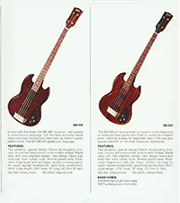 1972 Gibson bass guitar catalog page 5: Gibson SB-450 and SB-350
