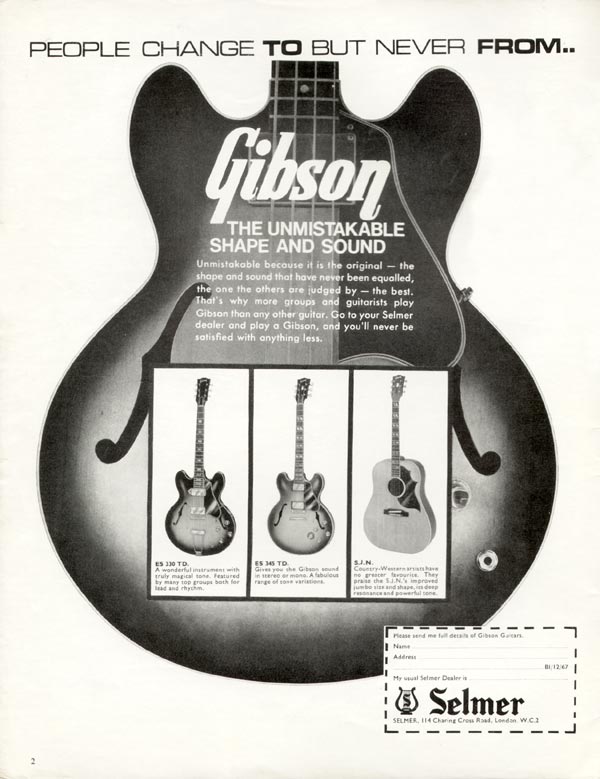 Gibson advertisement (1967) People Change To But Never From
