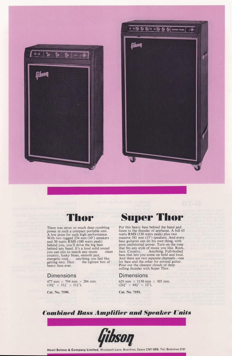 1974 Selmer (UK) amp catalogue - Gibson Thor and Super Thor