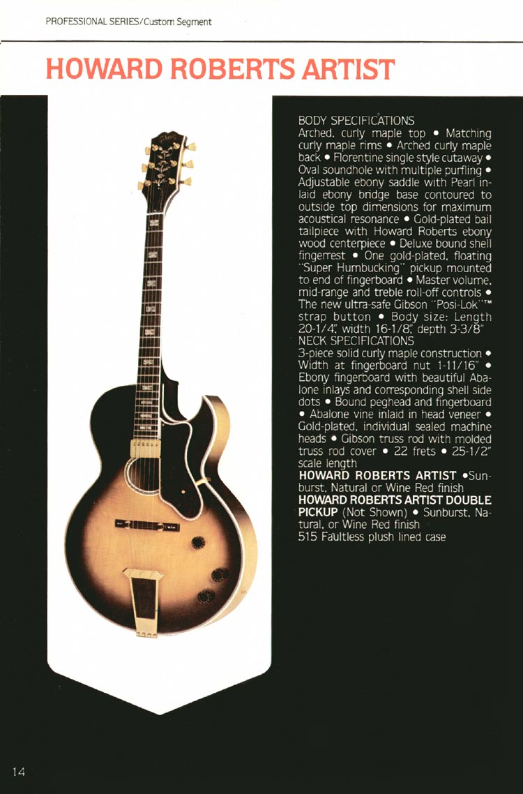 1980 Gibson Guitars catalog, page 14: Gibson Howard Roberts Artist