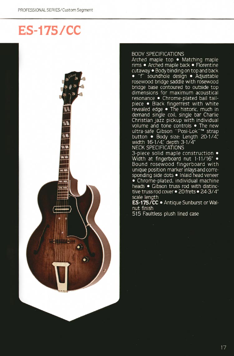 1980 Gibson Guitars catalog, page 17: Gibson ES-175/CC