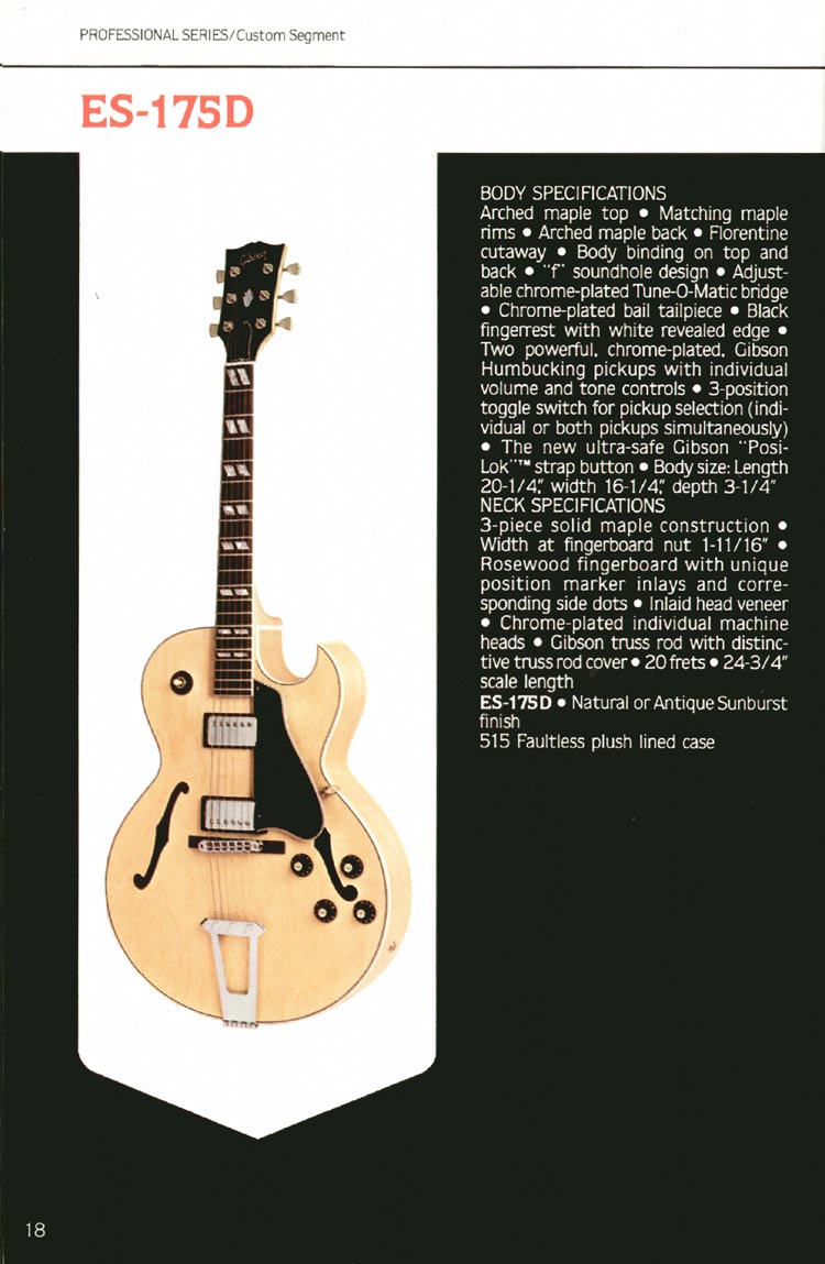 1980 Gibson Guitars catalog, page 18: Gibson ES-175D