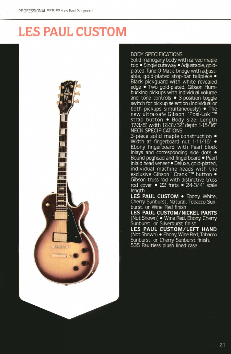 1980 Gibson Guitars catalog, page 21: Gibson Les Paul Custom