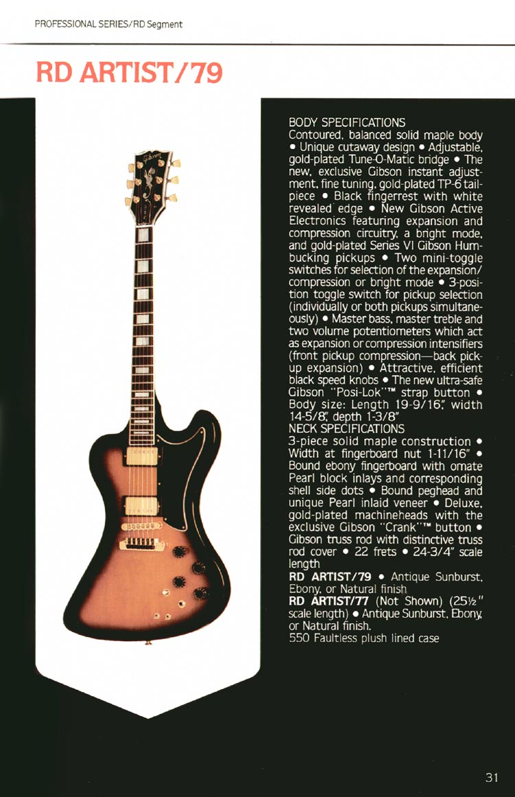 1980 Gibson Guitars catalog, page 31: Gibson RD Artist/79