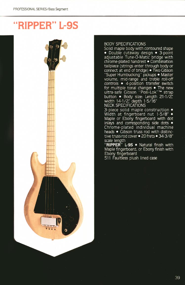 1980 Gibson Guitars catalog, page 39: Gibson Ripper bass