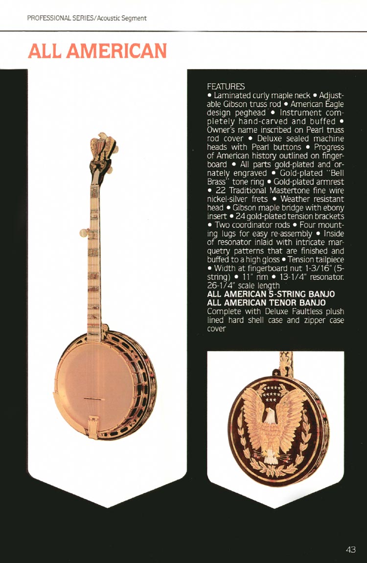 1980 Gibson Guitars catalog, page 43: All American banjo