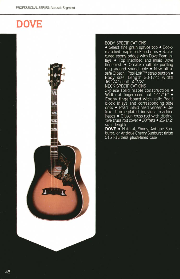 1980 Gibson Guitars catalog, page 48: Gibson Dove flat-top acoustic