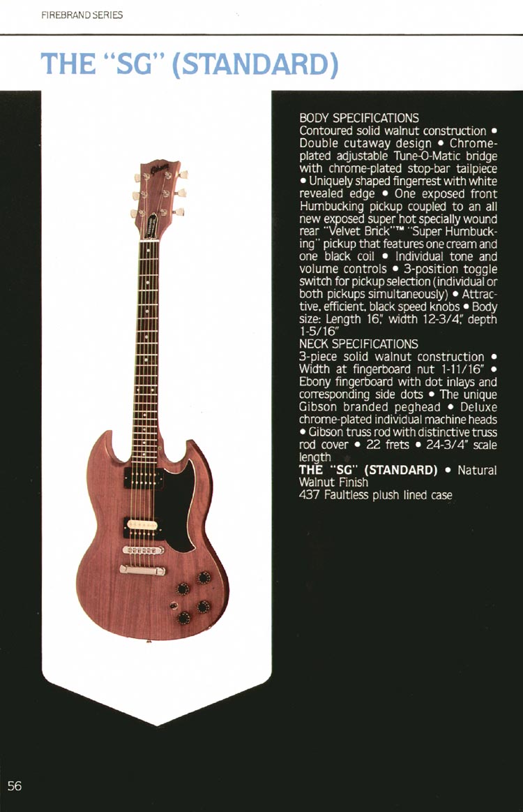1980 Gibson Guitars catalog, page 56: Gibson The "SG" (Standard)