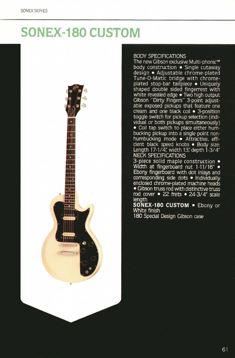 1980 Gibson Guitars catalog, page 61: Gibson Sonex-180 Custom