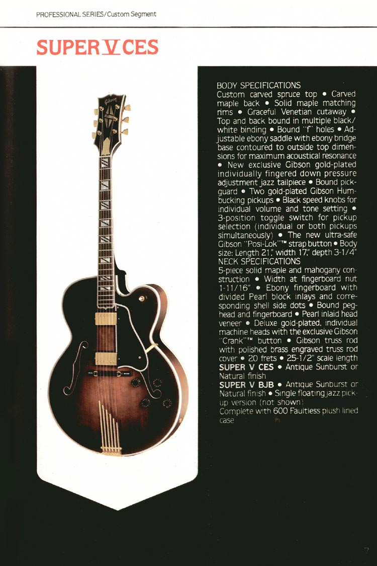 1980 Gibson Guitars catalog, page 7: Gibson Super V CES