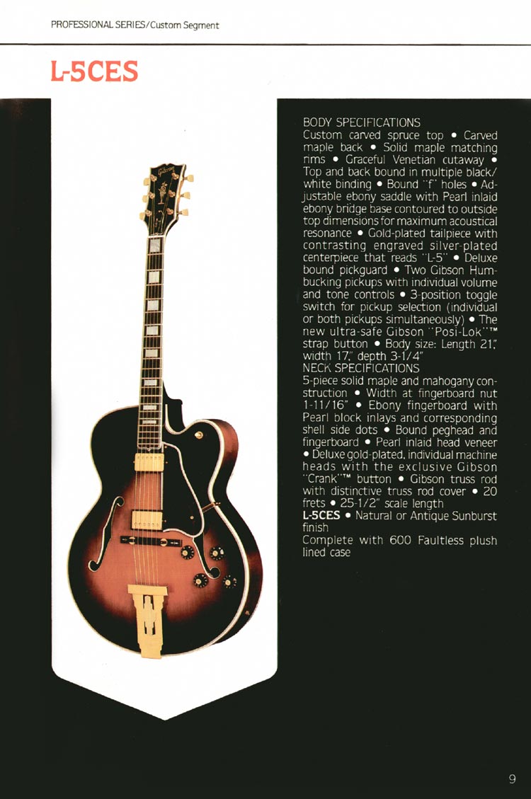 1980 Gibson Guitars catalog, page 9: Gibson L-5CES