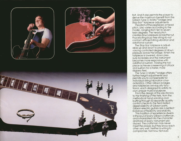 1983 "Gibson American-made. World-played" catalog, page 5: Gibson construction
