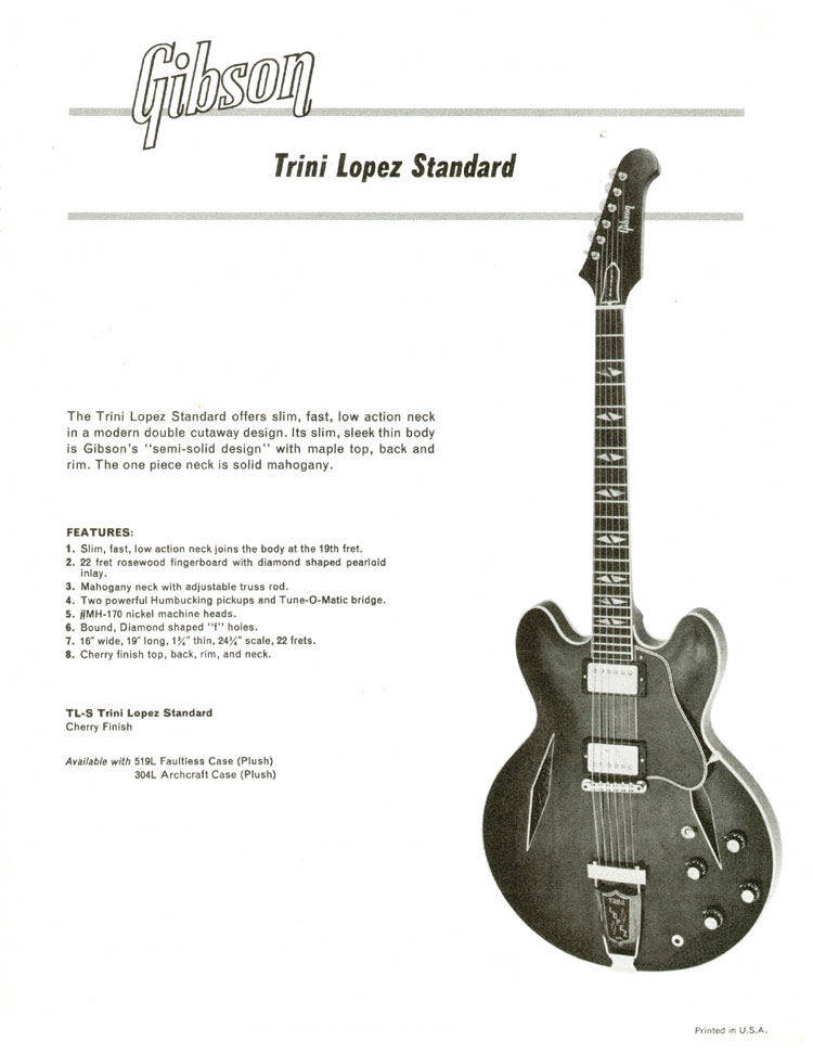 Gibson Trini Lopez Standard promo sheet