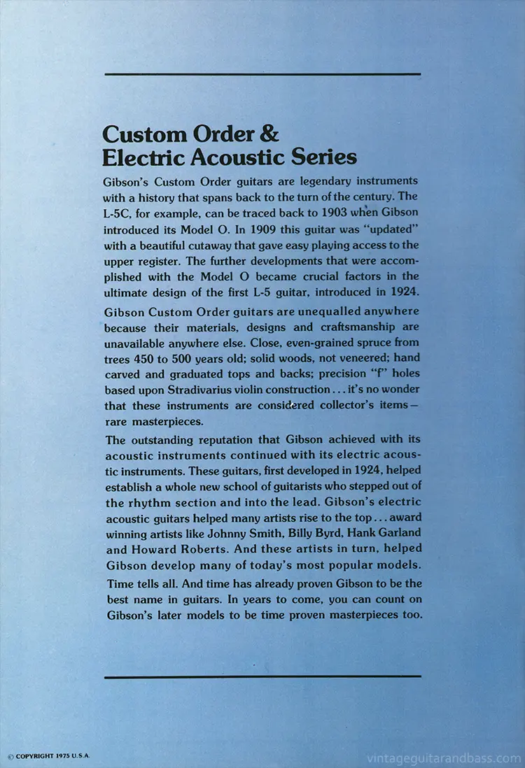 1975 Gibson custom order & electric acoustic catalog, page 2