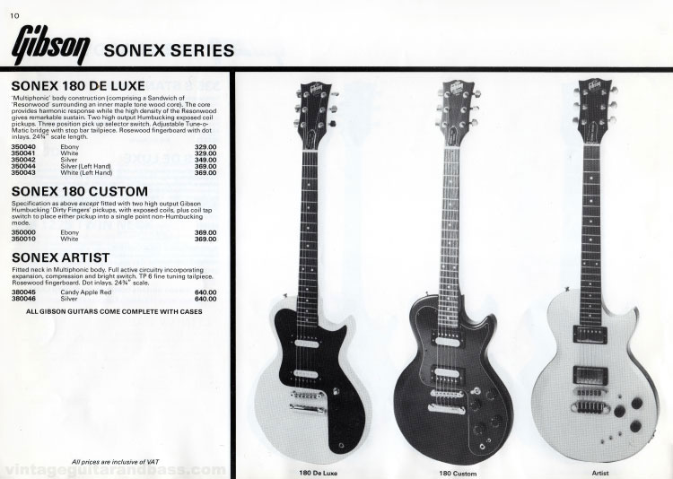 1981 Gibson guitar catalog (Rosetti, UK) Page 10 - Sonex series
