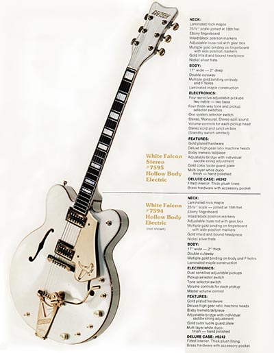 1979 Gretsch guitar catalog page 2 - Gretsch White Falcon 7594/7595