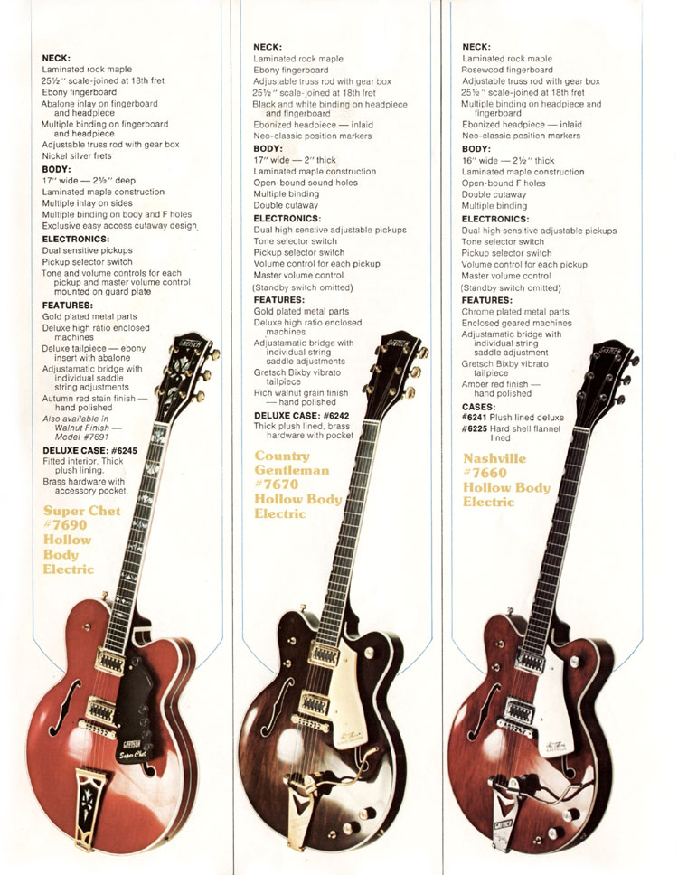 1979 Gretsch guitar catalog page 4 - Super Chet, Country Gentleman and Nashville