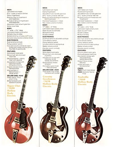 1979 Gretsch guitar catalog page 4 - Gretsch Super Chet 7690, Country Gentleman 7670 and Nashville 7660