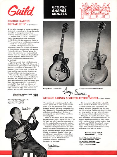 1963 Guild guitar catalog page 9 - Guild George Barnes Guitar in F and Acousti-Lectric