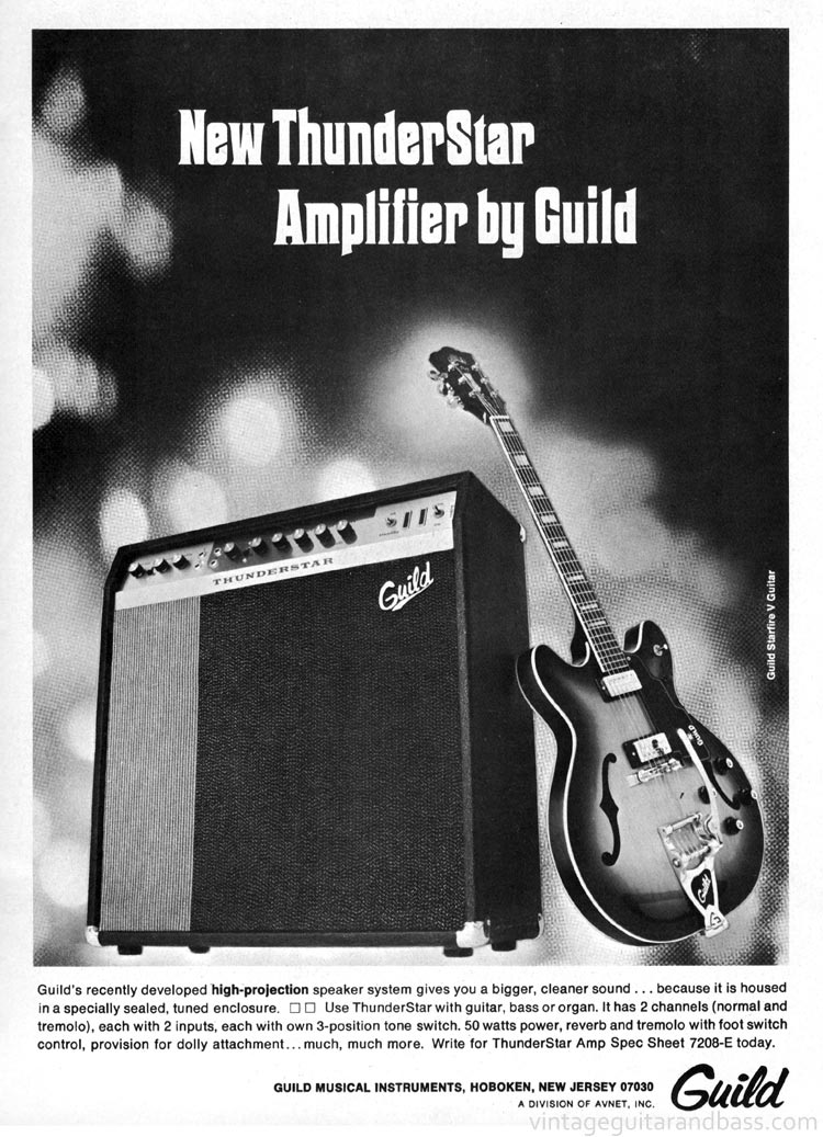 Guild advertisement (1969) New Thunderstar Amplifier By Guild