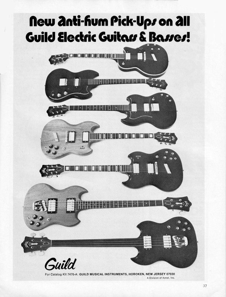 Guild advertisement (1971) New Anti-Hum Pick-Ups on All Guild Guitars and Basses