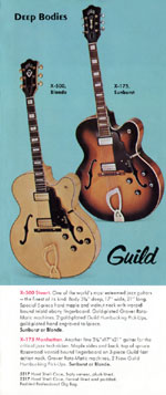 1971 Guild catalog page 10 - Guild deep bodies: X-175 Manhattan and X-500 Stuart