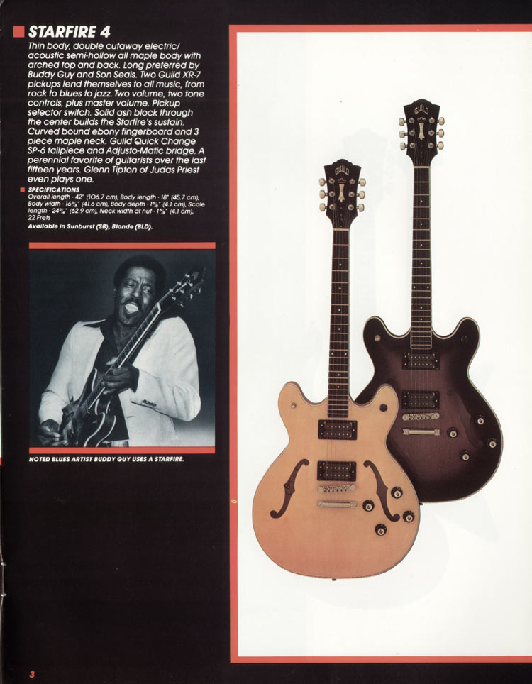 1982 Guild electric guitar catalog, page 5: Guild Starfire 4