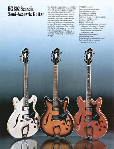 1975 Hagstrom electric guitar and bass catalog, page 8