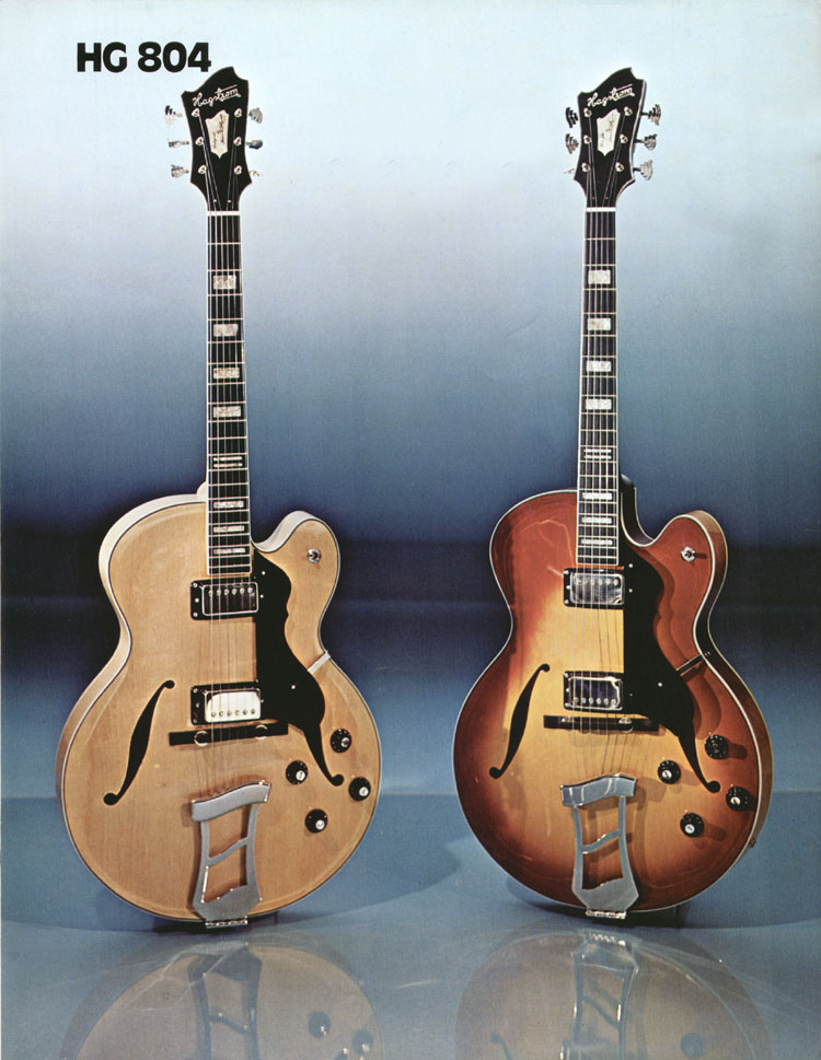 1975 Hagstrom electric guitar and bass catalog, page 9: HG804 / Jimmy DAquisto