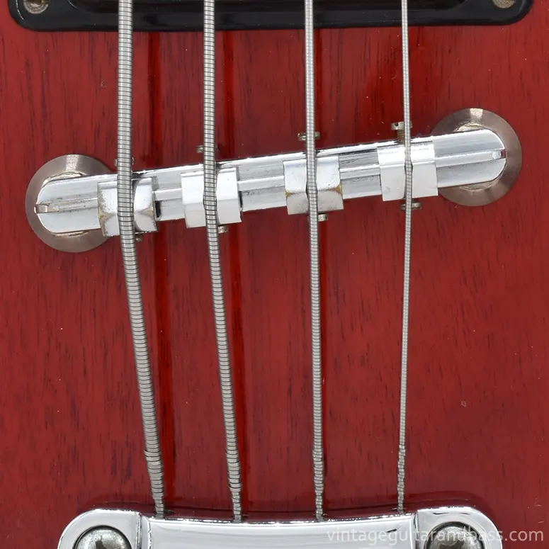 Hagstrom Swede Bass bridge, in situ, top view