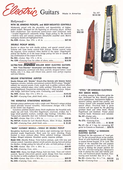 1965 Harmony guitar, bass and amplifier catalog, page 11