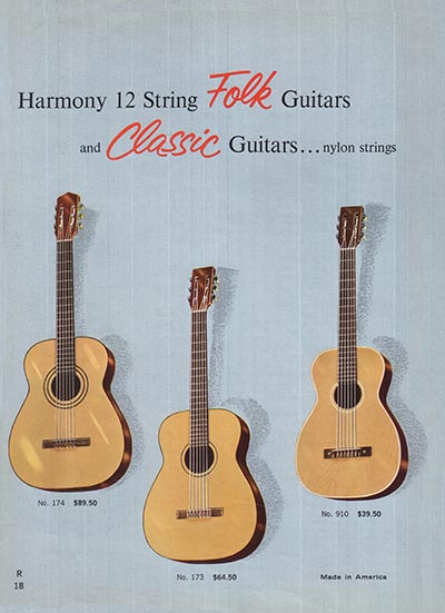 1965 Harmony guitar, bass and amplifier catalog, page 18