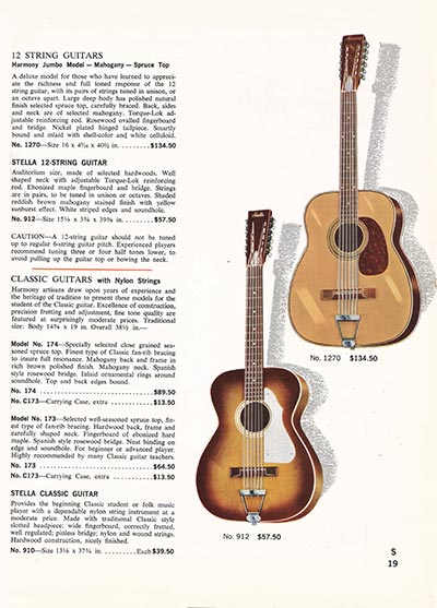 1965 Harmony guitar, bass and amplifier catalog, page 19