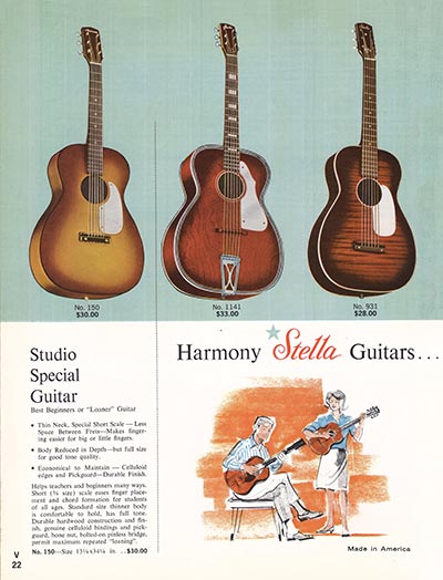 1965 Harmony guitar, bass and amplifier catalog, page 22