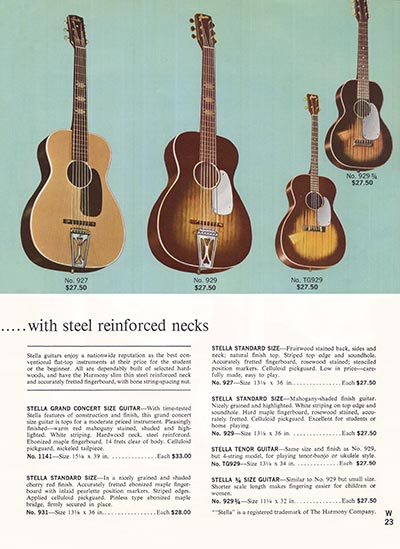 1965 Harmony guitar, bass and amplifier catalog, page 23