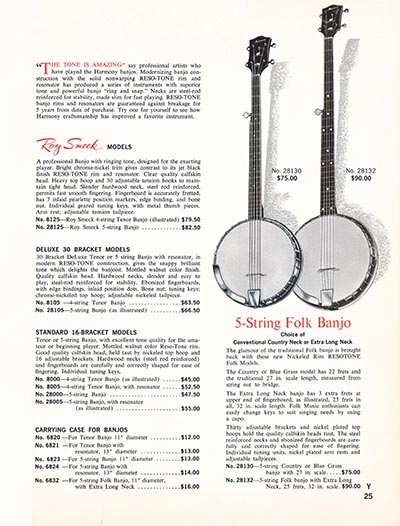 1965 Harmony guitar, bass and amplifier catalog, page 25
