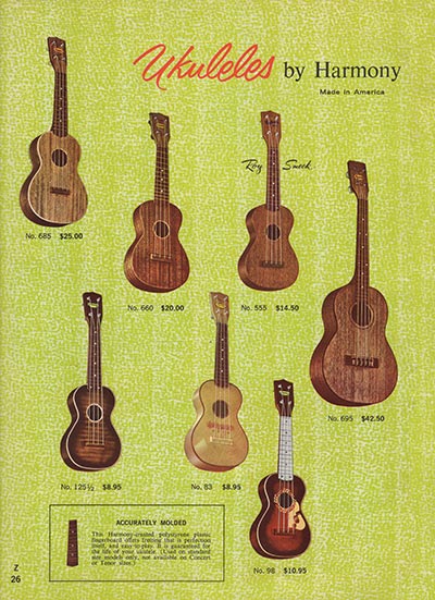 1965 Harmony guitar, bass and amplifier catalog, page 26