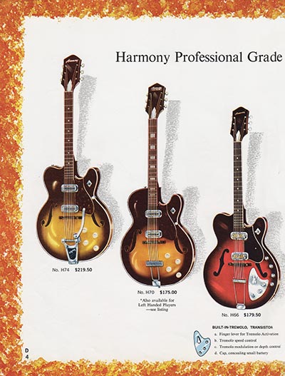 1965 Harmony guitar, bass and amplifier catalog, page 4