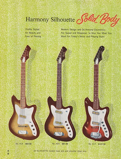 1965 Harmony guitar, bass and amplifier catalog, page 8