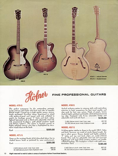 1967 Hofner Fine Professional Guitars And Electric Basses catalog page 10