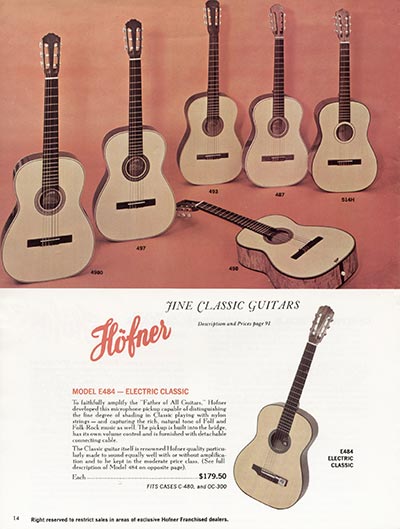 1967 Hofner Fine Professional Guitars And Electric Basses catalog page 14