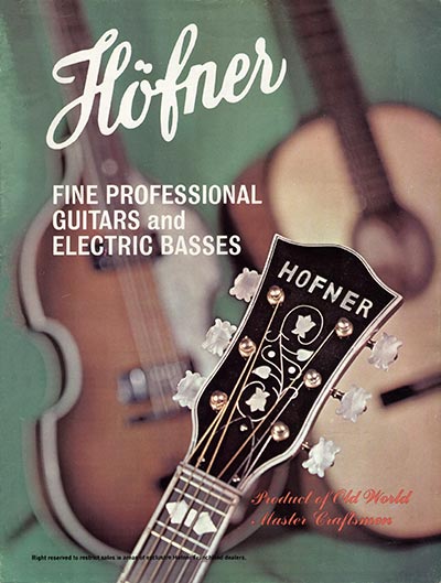 1967 Hofner Fine Professional Guitars And Electric Basses catalog front cover